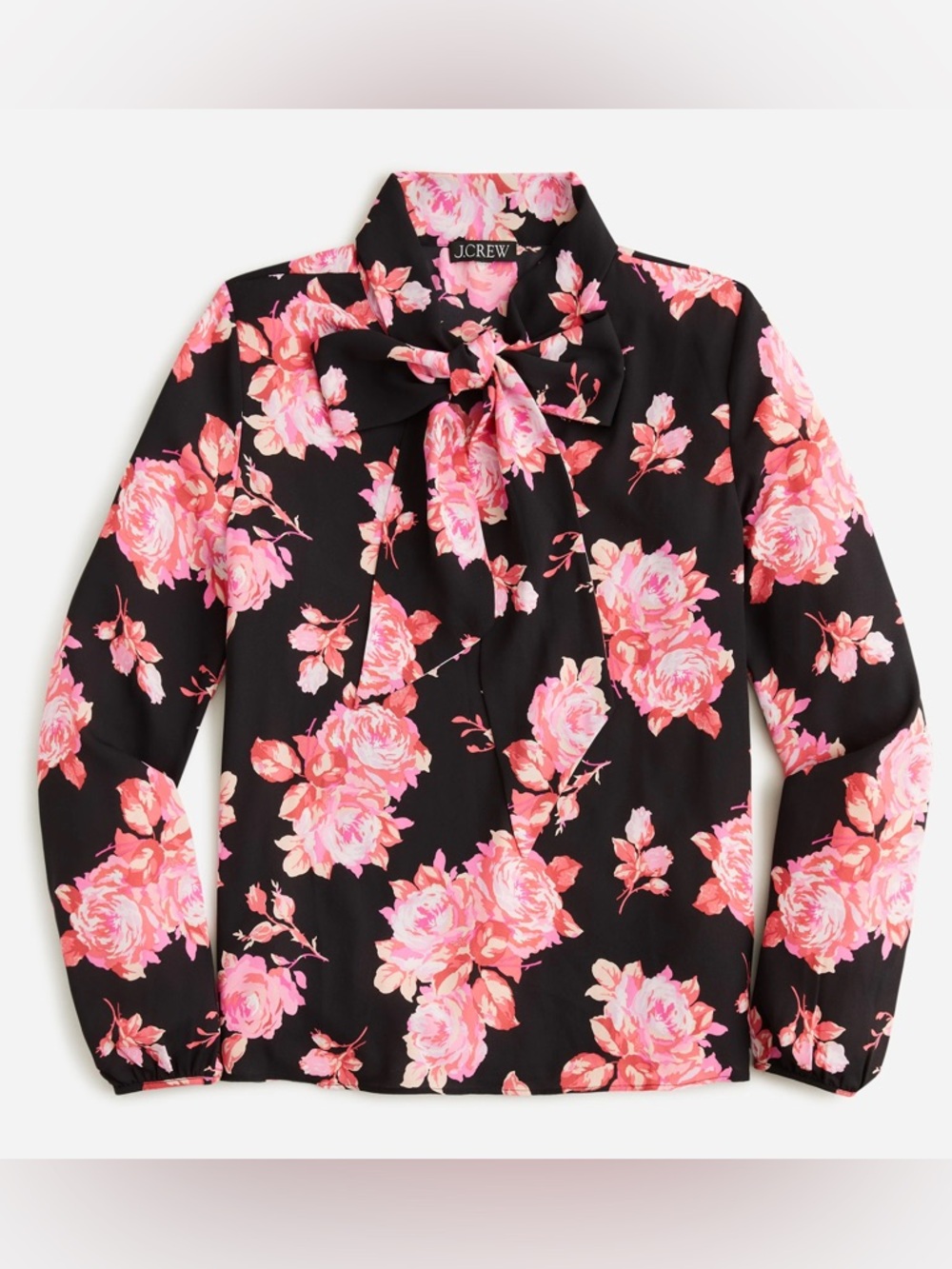 NEW J.Crew Tie-Neck Lightweight Long Sleeve Top In Midnight Rose Size XS